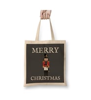 Merry Christmas Nutcracker Christmas Yılbaşı Beyaz Bez Çanta Uzun Saplı Alışveriş Çantası