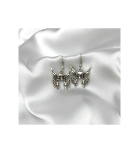 Gotik Kelebek Skull Küpe