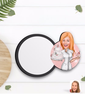 BK Gift Kişiye Özel Kadın Aşçı Karikatürlü Ahşap Bardak Altlığı-3