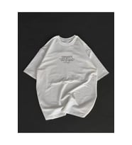 Unisex Bisiklet Yaka Baskılı Oversize T-Shirt - Beyaz