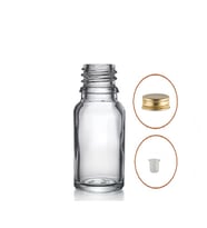 20ml şeffaf şişe sarı metal düz kapaklı, 24 adet, cam şişe, esans şişesi, yağ şişesi, kozmetik şişesi