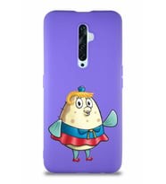 Oppo Reno 2Z Soft Premier Kapak Bayan Puff Tasarımlı Silikon Kılıf - Mor (Şeffaf)