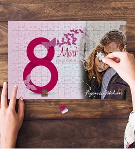 Kişiye Özel Kadınlar Günü Tasarımlı 99 Parça A4 Fotoğraf Baskılı Puzzle