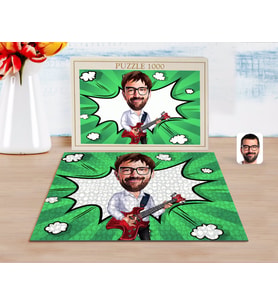 BK Gift Kişiye Özel Erkek Gitarist Karikatürlü 1000 Parça Profesyonel Puzzle-2