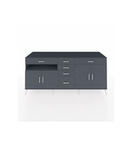 Kronos Konsol 3 Raflı 6 Çekmeceli 4 Kapaklı 220x59x99 Antrasit-Antrasit/Antrasit