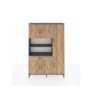 Arges Dolap 10 Raflı Tek Çekmeceli 6 Kapaklı 132x30x195 Antrasit-Çam/Çam