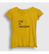 Presmono Kadın Sarı Css Is Awesome Developer Yazılımcı T-Shirt 357468tt (Sarı)