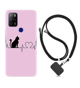 Omix X300 X500 X400 X600 X700 Kılıf Boyun Askılı Silikon Pink Cat Heart 1303