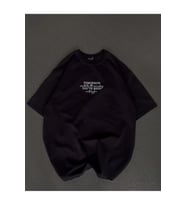 Unisex Bisiklet Yaka Baskılı Oversize T-Shirt - Siyah