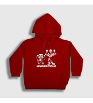 Presmono Unisex Çocuk Kırmızı Sans Papyrus Undertale Kapüşonlu Sweatshirt 32343tt (Kırmızı)