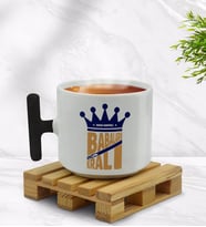 BK Gift Kişiye Özel Babaların En Kralı Tasarımlı Siyah T Kulplu Middle Kupa Bardak-2