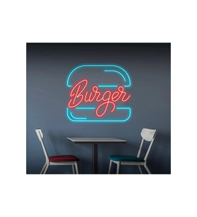 Burger Yazılı ve Şekilli Neon Tabela
