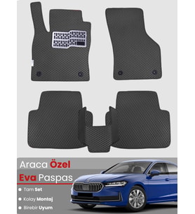 SKODA SUPER B (2024-2025)Uyumlu EVA Paspas Tam Set–Oto Paspas,Araca Özel,Kolay Montaj