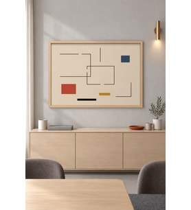 Çerçeve İçinde Çerçeve İnce Çizgi Bauhaus Ahşap Çerçeveli Duvar Tablosu