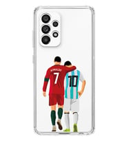 Samsung Galaxy A13 Uyumlu Lionel Messi ve Cristiano Ronaldo Desenli Şeffaf Telefon Kılıfı