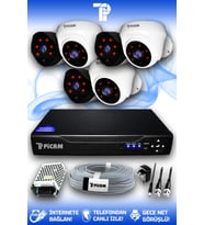 PICAM 6 Kameralı Uzay 3 İç Kamera Set HDD'siz Full HD Gece Görüşlü Güvenlik Kamerası Sistemi
