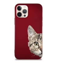 Apple iPhone 12 Pro Soft Premier Kapak Catface Tasarımlı Silikon Kılıf - Mürdüm (Şeffaf)