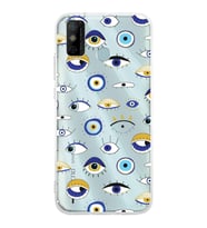 PrintiFy Tecno Spark 6 GO ile Uyumlu 1mm Slim Fit Nazar Boncuğu 2 Baskılı Şeffaf  Kılıf