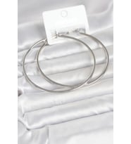 Gümüş Renk Pirinç Köşeli Kenar Halka 72 mm Kadın Küpe - TJ-BKP11770
