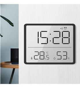 Monozone Pilli LCD Dijital Ekran Mini Saat 9x7 cm Alarm Sıcaklık Nem Göstergesi Ultra İnce Dekoratif  Çok Fonksiyonlu