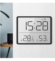 Monozone Pilli LCD Dijital Ekran Mini Saat 9x7 cm Alarm Sıcaklık Nem Göstergesi Ultra İnce Dekoratif  Çok Fonksiyonlu
