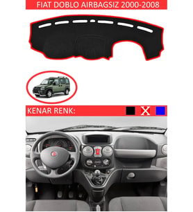 Fiat Doblo Airbagsiz 2000-2008 İçin Uygun Torpido Koruma Halısı Siyah Kenar Renk Kırmızı