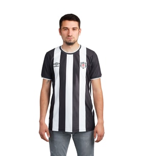 Beşiktaş Lisanslı Çubuklu Kişiselleştirilebilir Yetişkin Umbro Forma (Siyah - Beyaz)