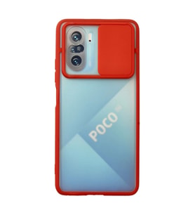 Xiaomi Poco F3 Kılıf Palm Buzlu Kamera Sürgülü Silikon - Kırmızı