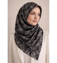 İpekal Mono Organik Pamuk Eşarp -  06248 (Siyah-Gri)