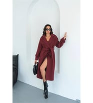Neşeli butik kadın omuz detaylı bordo kaşe kaban NBMYLK34