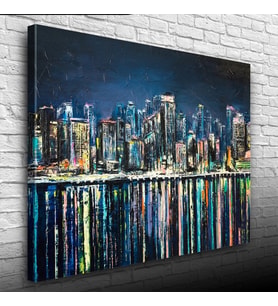 Gökdelenler ve Suya Yansıması Kanvas Tablo 50 x 70