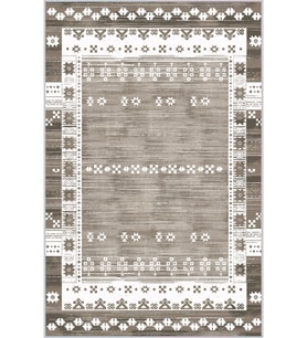 Eliana Home Baskılı, Yıkanabilir Kaymaz Taban Salon Halısı LNA1600 100x150 cm (Kahverengi)
