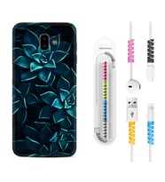 Samsung J6 Plus J7 Prime J7 Pro M20 Kılıf Kablo Koruma Spiral Silikon Mistik Çiçekler 1650