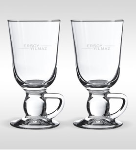BK Gift Kişiye Özel İsimli İkili Irısh Kulplu Latte Bardağı (Beyaz)