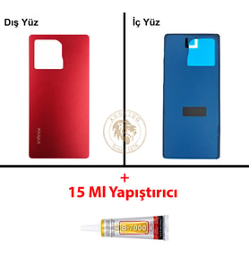 Infinix Note 50 Kırmızı Uyumlu Arka Kapak + B7000 Yapıştırıcı Arka Cam Batarya Pil Kapağı Back Cover