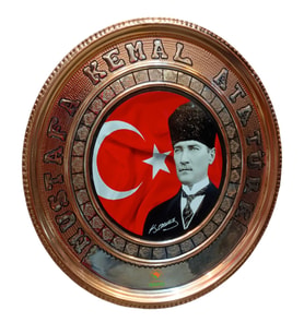 Bakır Tablo Bakır Duvar Tablosu Mustafa Kemal ATATÜRK Model 30 cm Ebatlı Özel El İşçiliği Safir Çay Kazanları