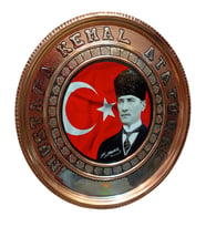 Bakır Tablo Bakır Duvar Tablosu Mustafa Kemal ATATÜRK Model 30 cm Ebatlı Özel El İşçiliği Safir Çay Kazanları