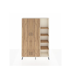 Arges Gardrop 6 Raflı 4 Kapaklı Tek Askılı 132x30x195 Aytaşı-Çam