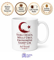 Yerli Üretim Türk Malı Milli Ekonomi Destek Kupa Bardak Hediye
