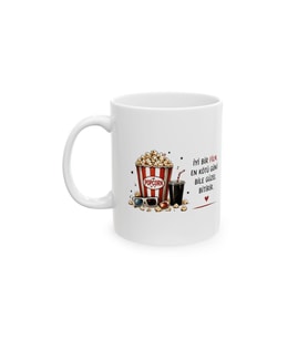 Popcorn ve Film Temalı Porselen Kupa Bardak – Sinema Keyfi Tasarımı