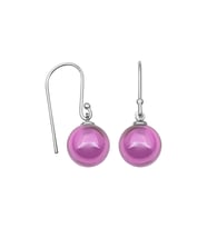 925 Ayar Gümüş Kancalı Pembe Zirkon Taşlı Küpe  10 mm