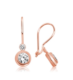 Gümüş Rose Sallantılı Tek Taş Küpe