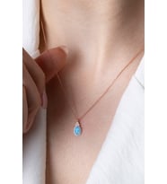 925 Ayar Gümüş Opal Taşlı Rose Kolye PP6627R