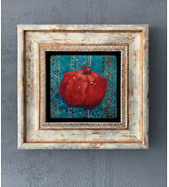 Çerçeveli Taş Duvar Dekoru 20 X 20 Cm Nar Görsel (Krem)