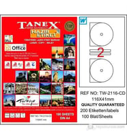 Tanex TW-2116 - 116 x 41 mm Laser Etiket 100 Adet Ücretsiz Kargo