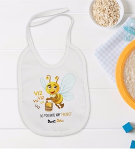 BK Kids Kişiye Özel Sevimli Arı Tasarımlı Bebek Mama Önlüğü - Model 1