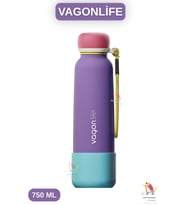 Vagonlife 750 ML Canlı Renkler Bilek Askılı Paslanmaz Çelik Termos (Mor)