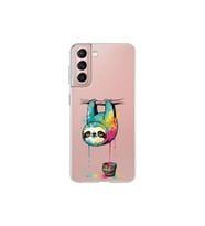 Samsung Galaxy S21 ile Uyumlu Splash Tembel Hayvan Tasarımlı Şeffaf Silikon Kılıf
