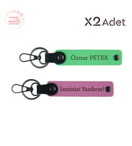 Yeni Doğan Ebeveynlerine Hediye, İsim Soyisimli 2’li Anahtarlık Takımı, Pembe-Fıstık Yeşil