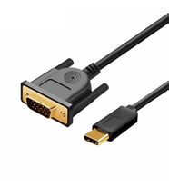 Telefon,bilgisayar,televizyon,projektör İçin Type-C'den VGA'ya Dönüştürücü Kablo (1.2Metre-4K-1080p) (Siyah)